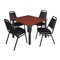 Kee Kee Square Table & Chair Set, Wood, Metal, Vinyl Top, Cherry TB4848CHBPBK29BK - alternate 1